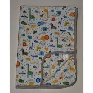 RN 115643 Safari Fleece Baby Blanket Grow Thrive Dream Giraffe Lion Zebra Stars